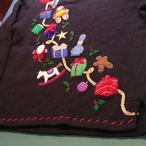 Vintage Basic Editions Holiday Women's Large Black Long Sleeve Cottagecore - Picture 4 of 9